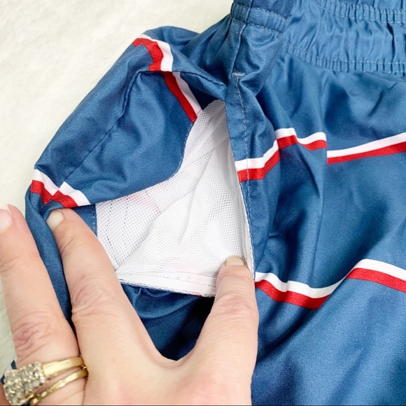 Jake Austin Red White Blue Colorblock Swim Trunks - Picture 3 of 7